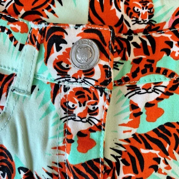 KENZO KIDS Girls Tiger Print Jeans Size 5 5T Girl EUC Tigers Safari Cotton Pants - Picture 5 of 10